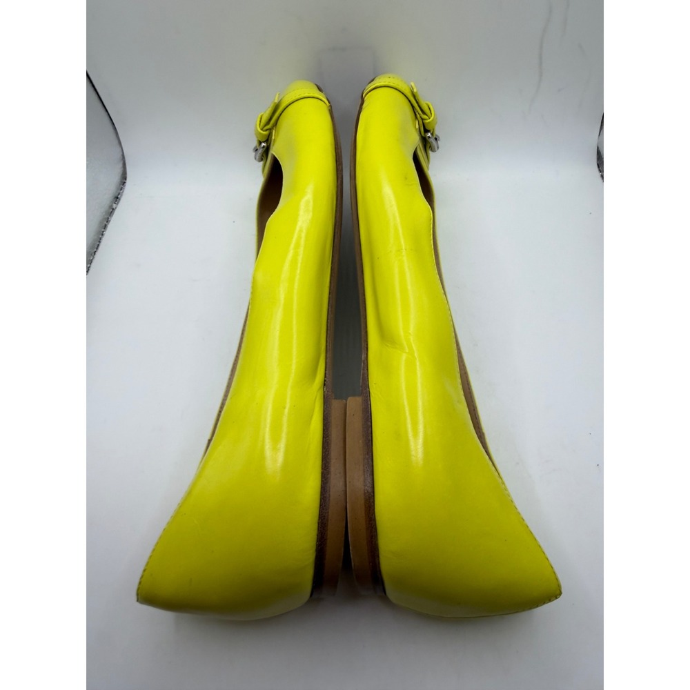 Longchamp Neon Yellow Leather Buckle Ballet Flats Made in Italy Size 39 - Picture 5 of 8